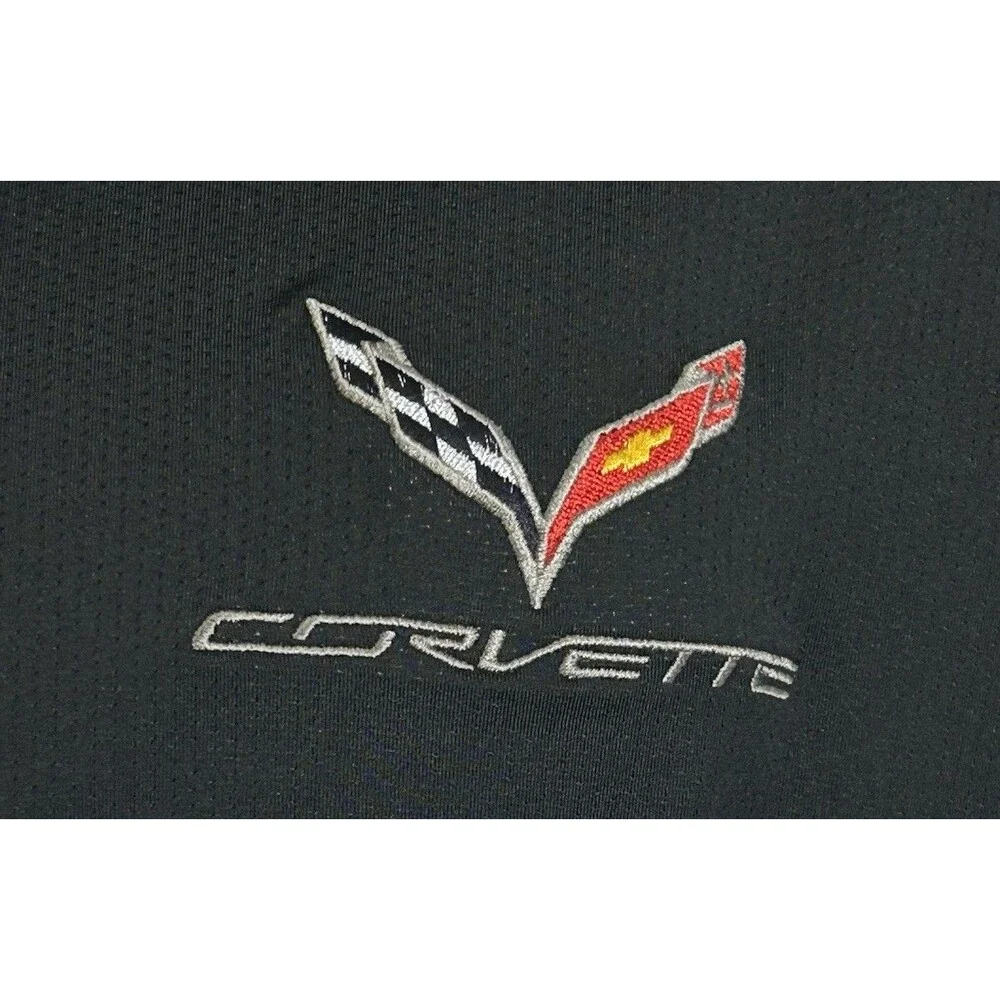ADIDAS AEROREADY CHEVY CORVETTE XXL 2XL Men Black Polo Stretch Golf Shirt Tennis